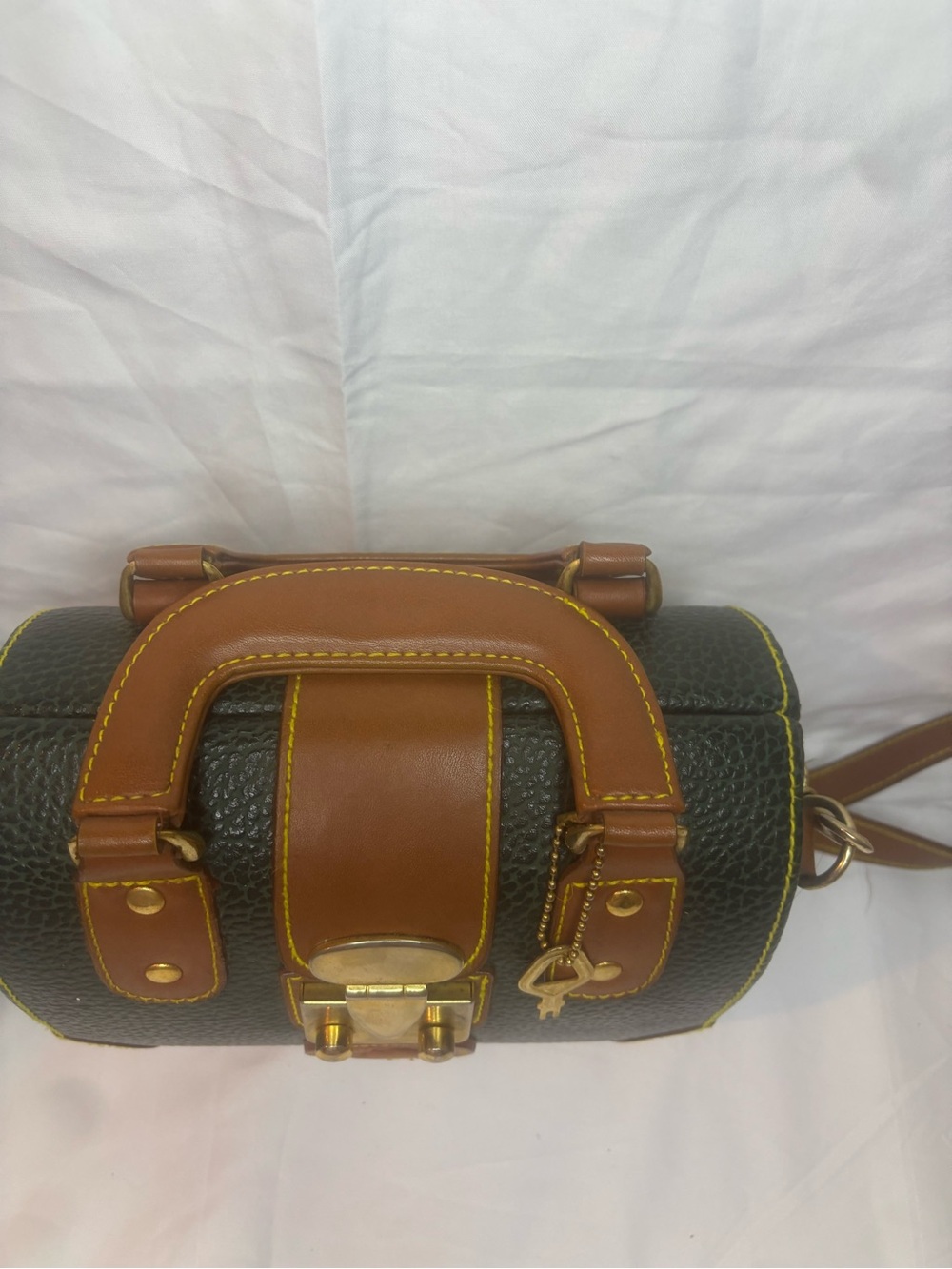 Women's Black & Brown Leather Top-Handle Crossbody Bag